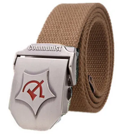 New Men Belt Thicken Canvas Communist Military Belt Army Tactical Belt High Quality Strap