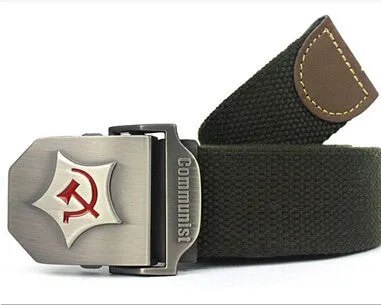 New Men Belt Thicken Canvas Communist Military Belt Army Tactical Belt High Quality Strap