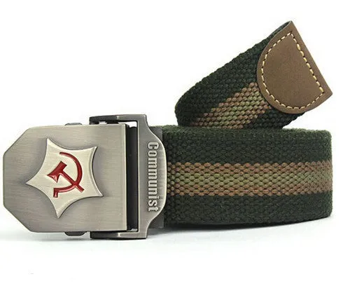 New Men Belt Thicken Canvas Communist Military Belt Army Tactical Belt High Quality Strap