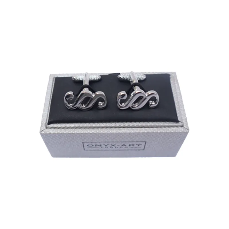 Onyx Art Silver Paragraph Law Symbol Cufflinks