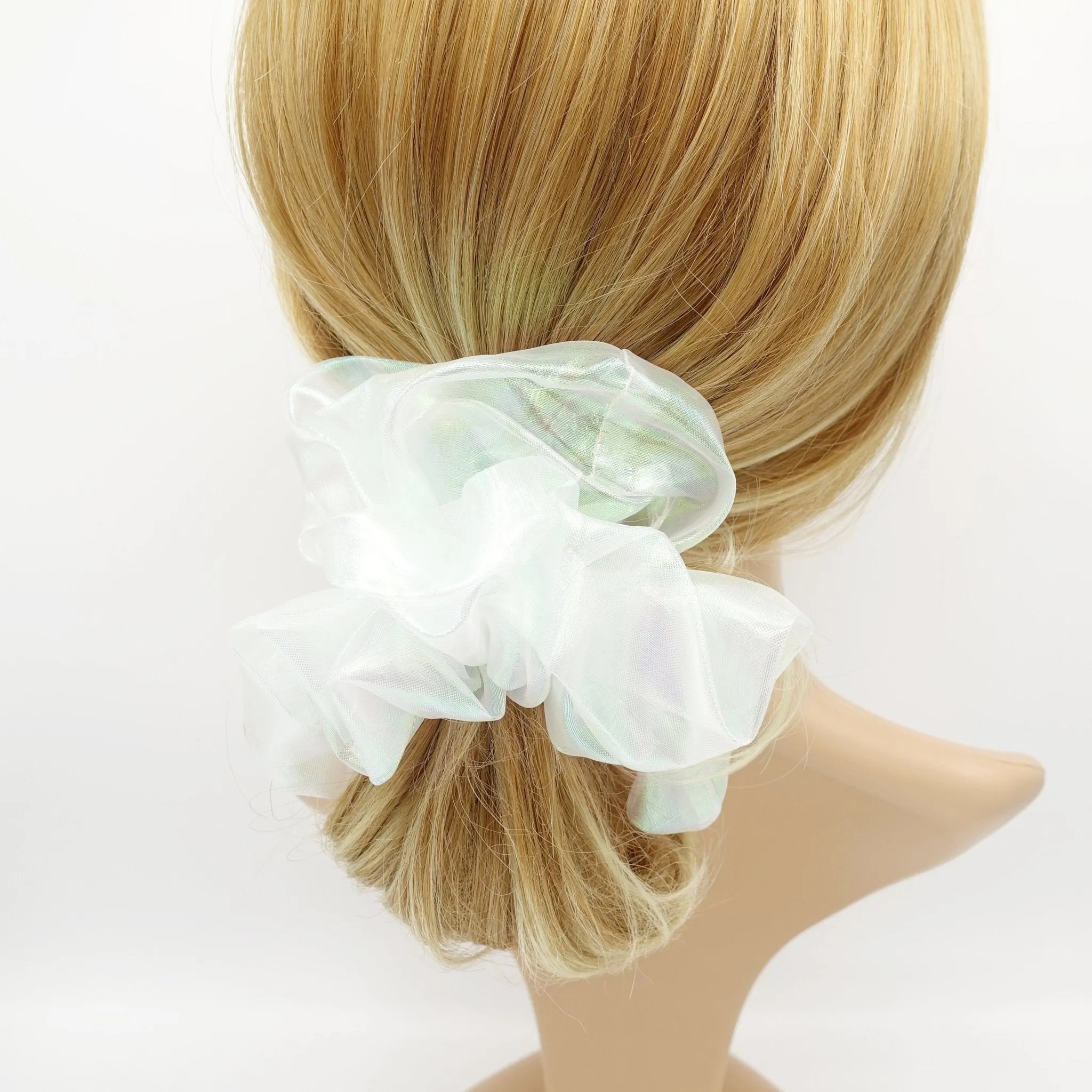 organza iridescent scrunchies glossy sheer hair elastic scrunchies