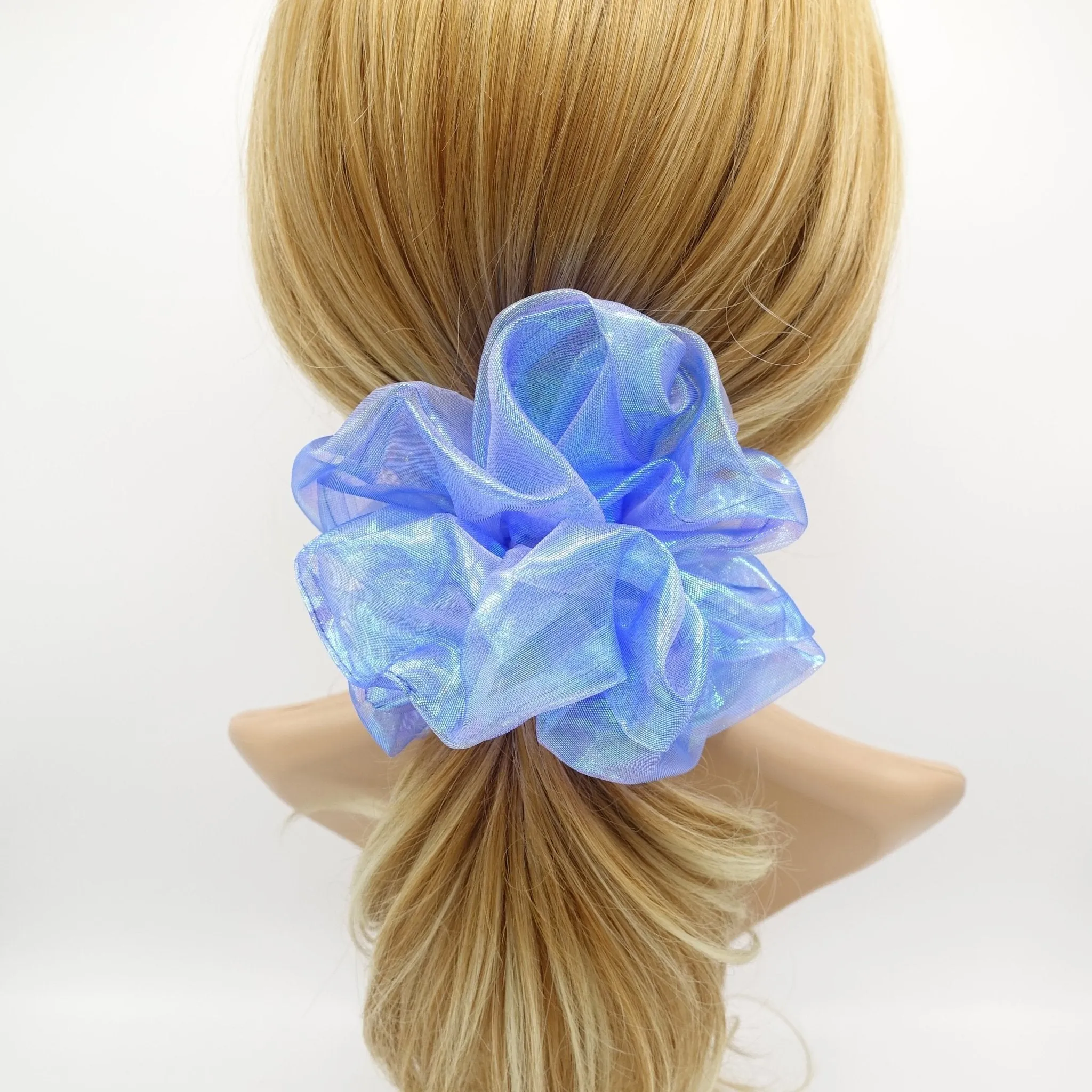 organza iridescent scrunchies glossy sheer hair elastic scrunchies