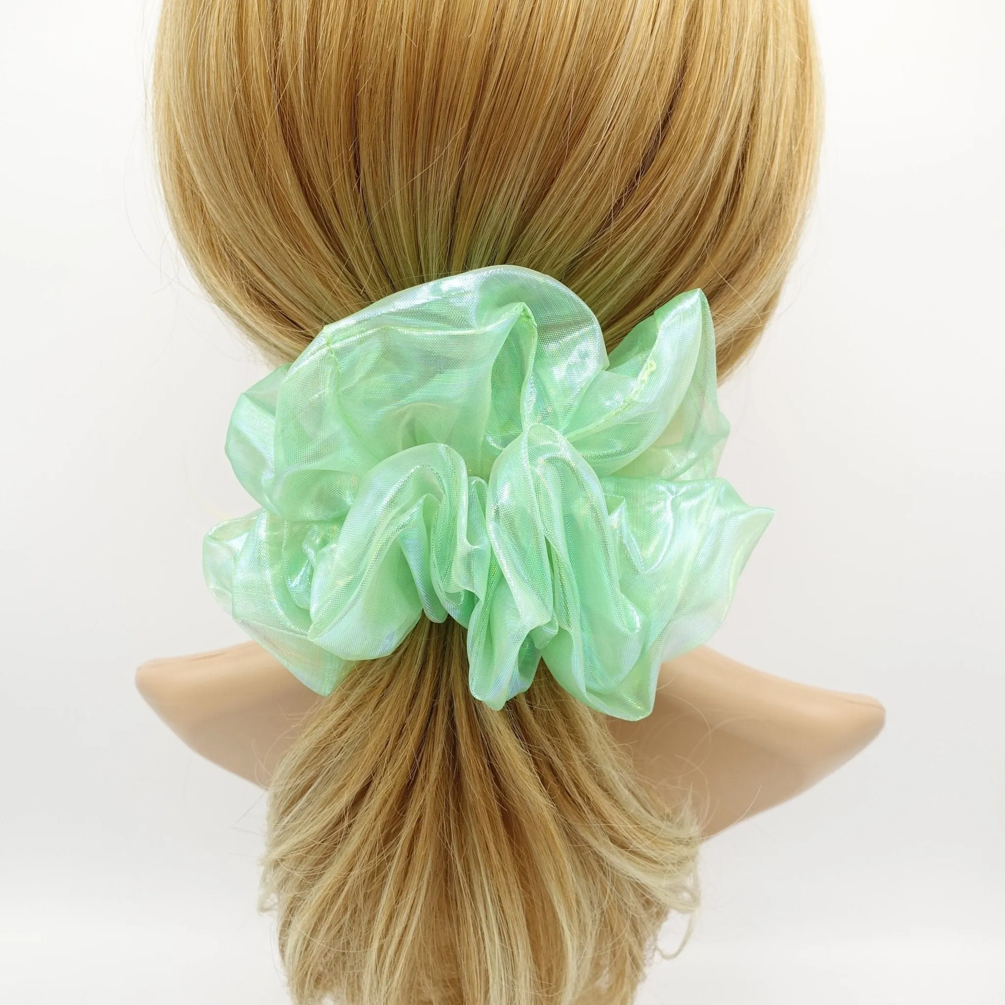 organza iridescent scrunchies glossy sheer hair elastic scrunchies