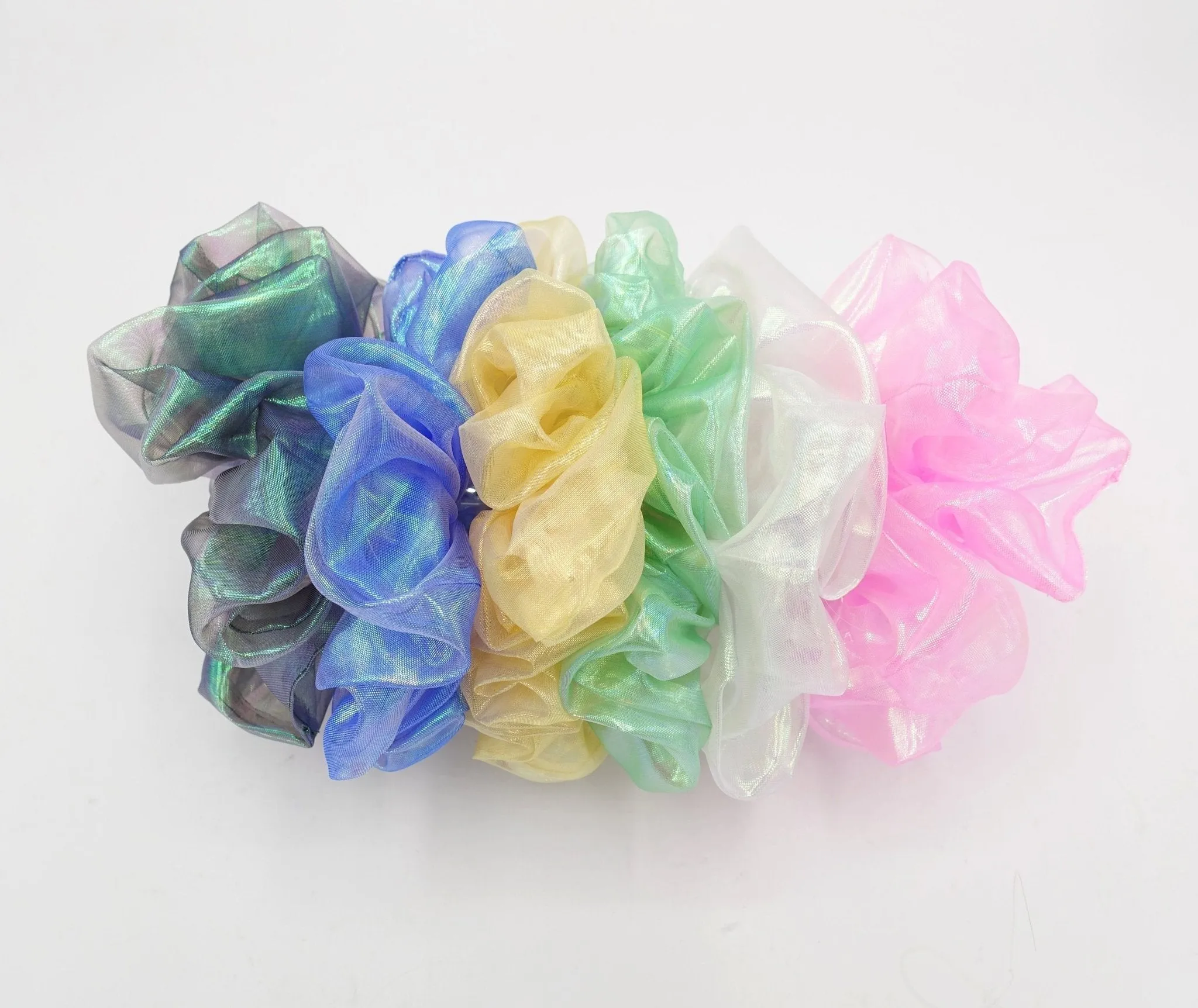 organza iridescent scrunchies glossy sheer hair elastic scrunchies