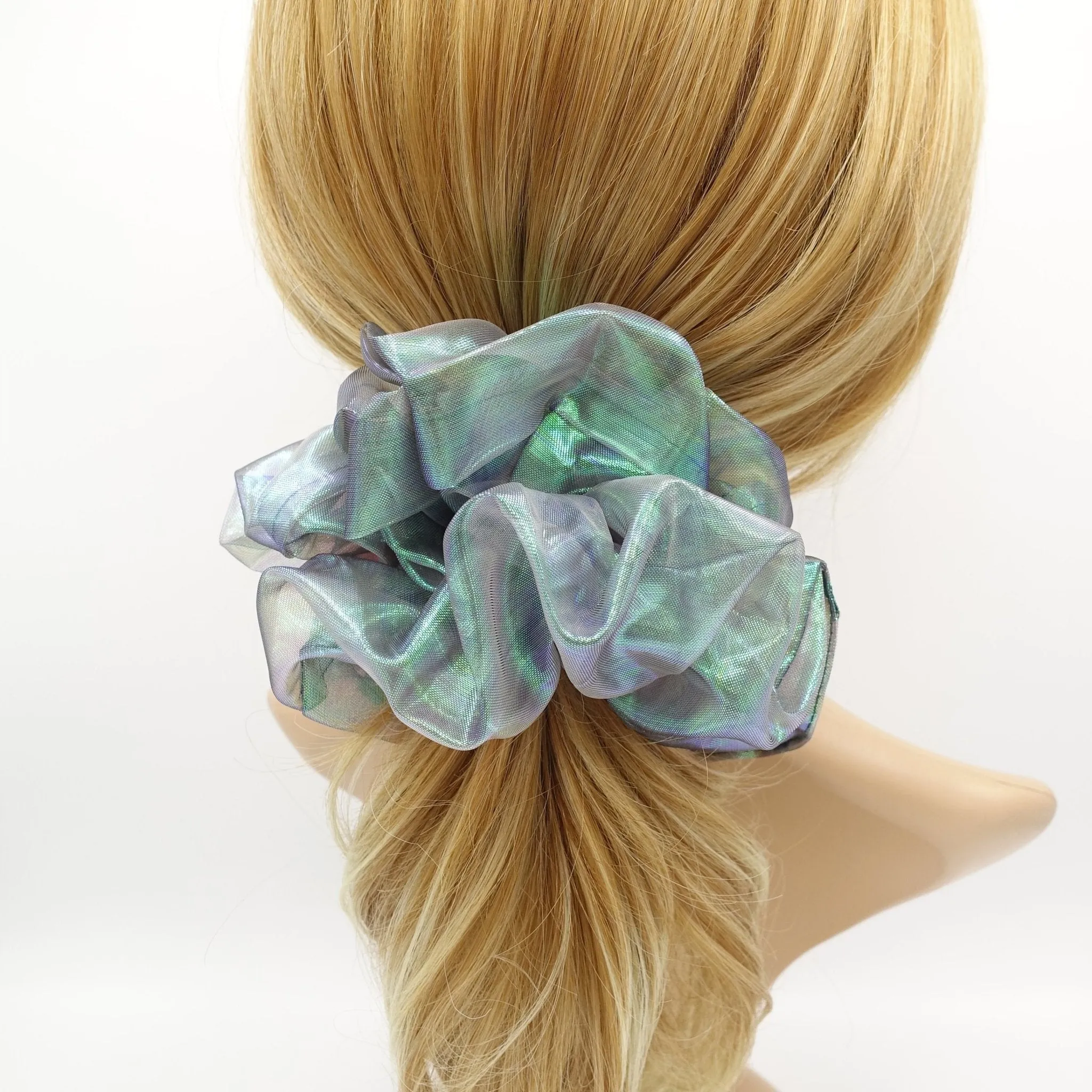 organza iridescent scrunchies glossy sheer hair elastic scrunchies