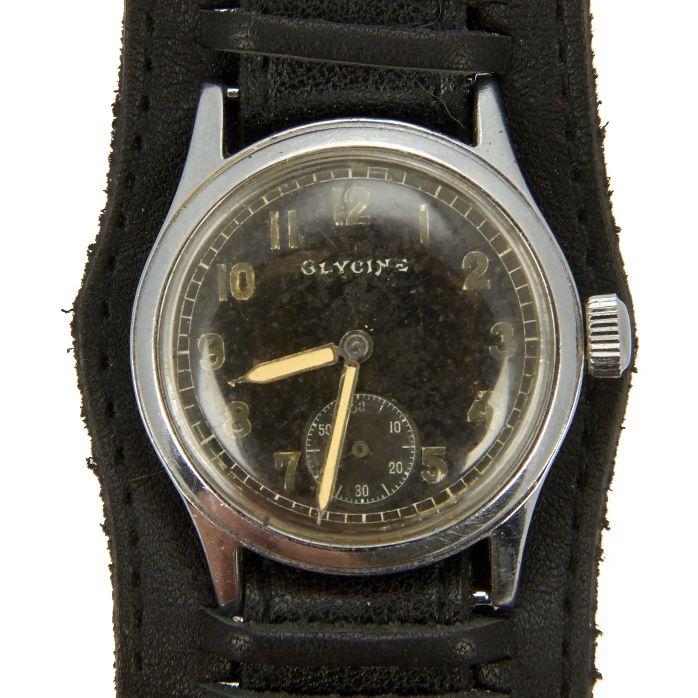 Original German WWII Wehrmacht D-H Wrist Watch by Glycine Serial D. 73215 H. - Fully Functional