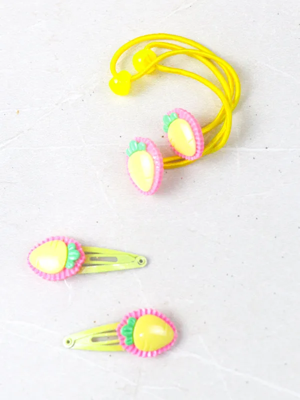 Pack Of 3 Multicolor Hair Tie Set And Hair Clips Set For Girls GHC45