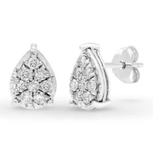 Pear Stud Earrings with 1/2ct of Diamonds in Sterling Silver