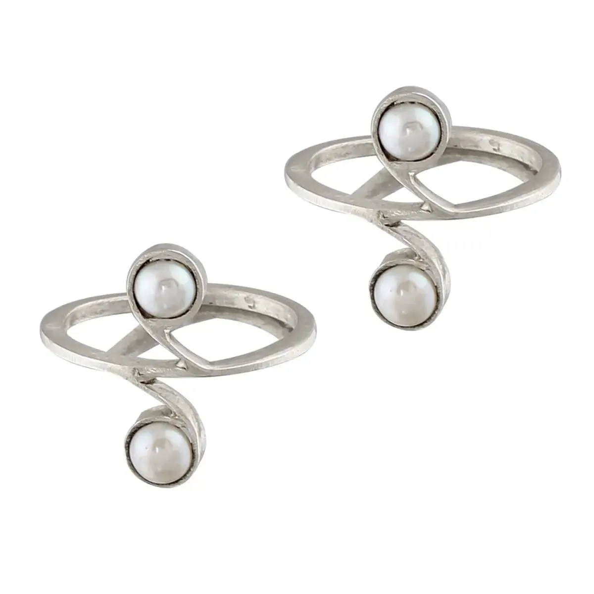 Pearl Sterling Silver Toe Rings (Pair)