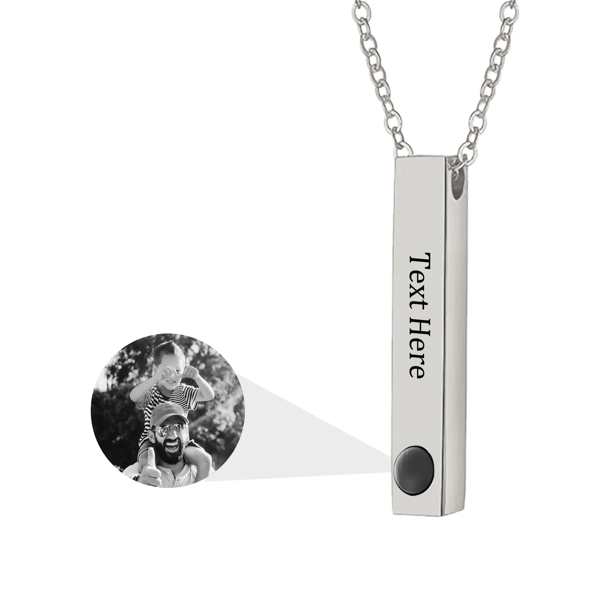 Personalized Photo Projection Stereo Bar Necklace Creative Rectangle Pendant