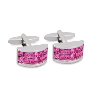 Pink Crystal D-Shaped Cufflinks (Online Exclusive)