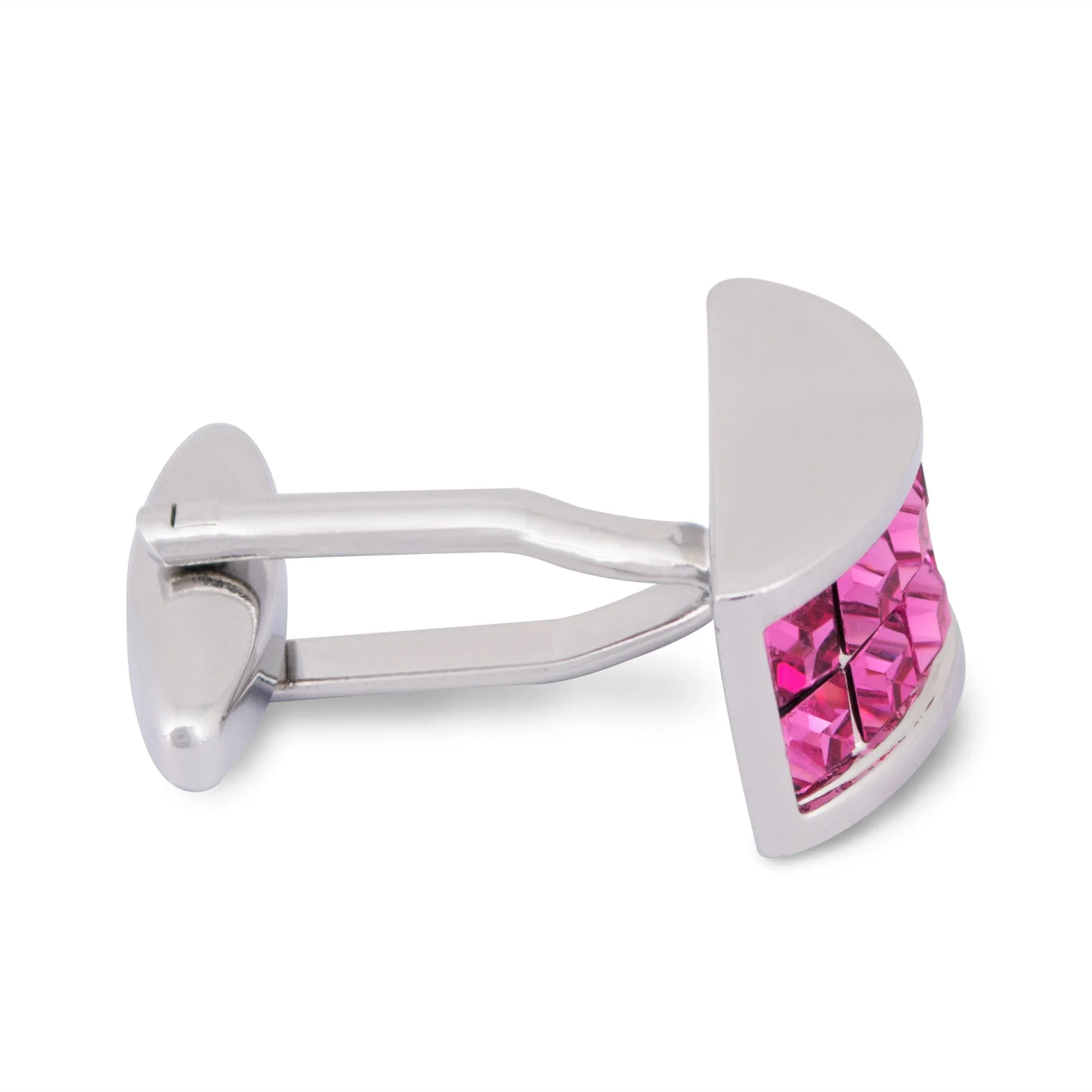 Pink Crystal D-Shaped Cufflinks (Online Exclusive)