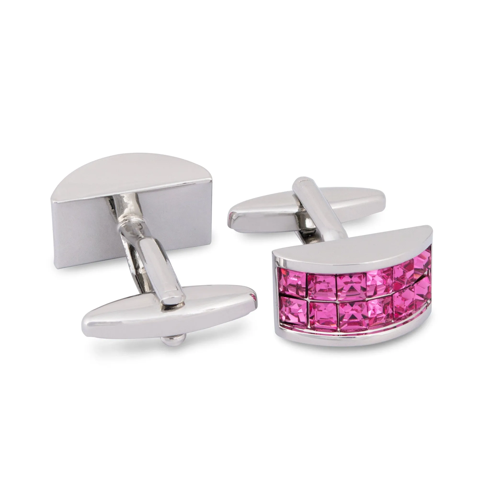 Pink Crystal D-Shaped Cufflinks (Online Exclusive)