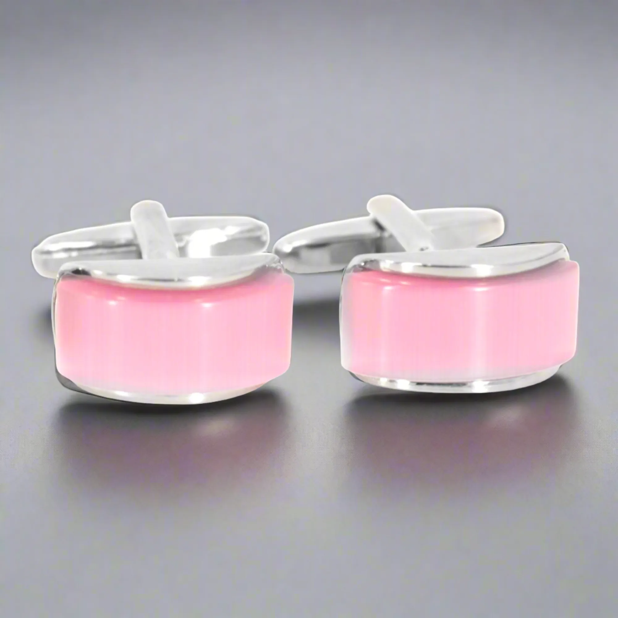 Pink Spherical wedgefiber ( D-Shape) Fiber Optic Cufflinks (Online Exclusive)