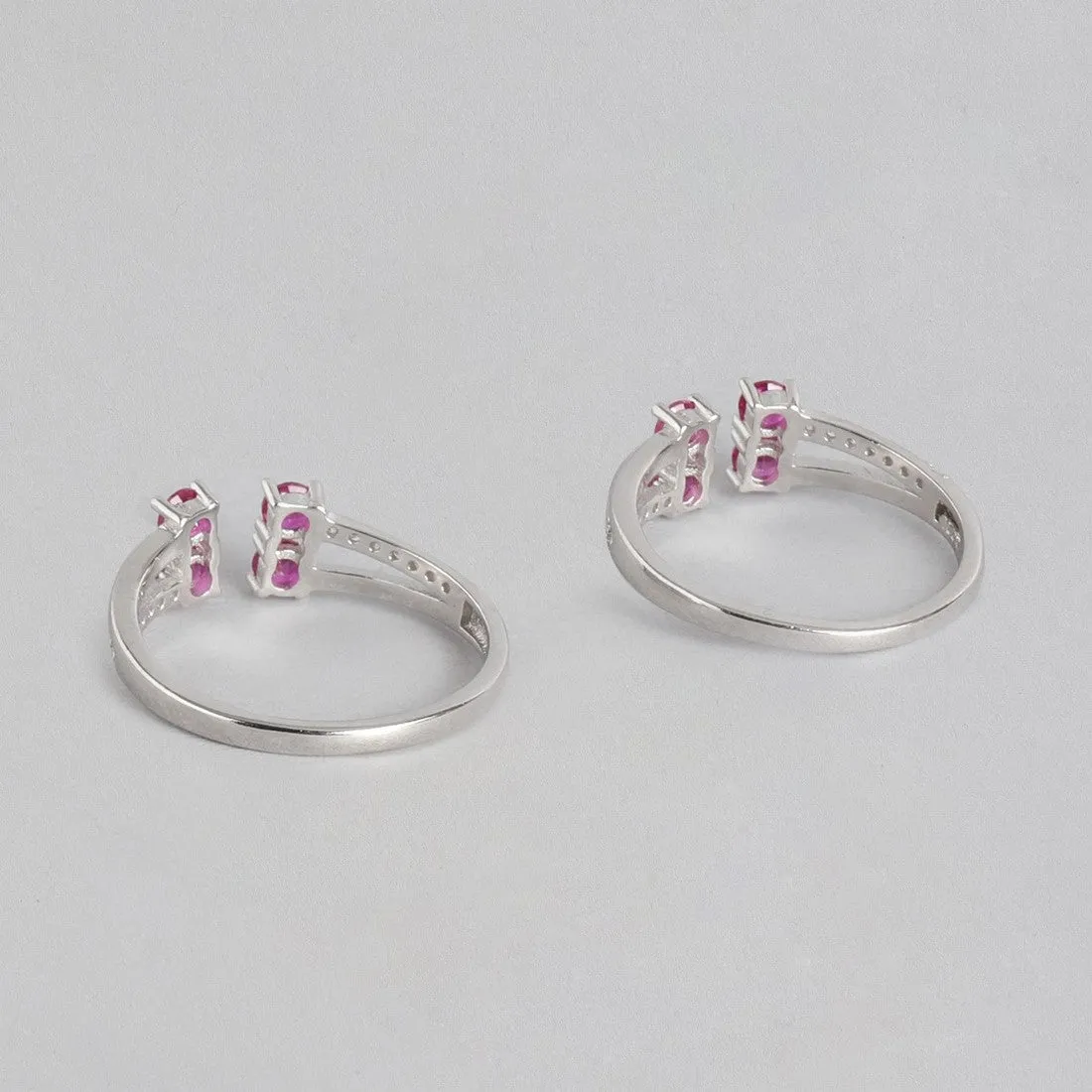 Pink Stone Rhodium Plated 925 Sterling Silver Toe Ring