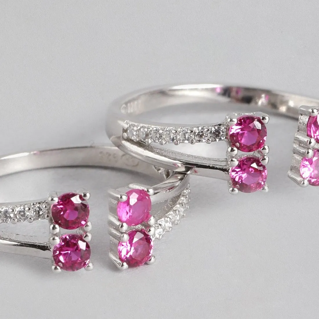 Pink Stone Rhodium Plated 925 Sterling Silver Toe Ring