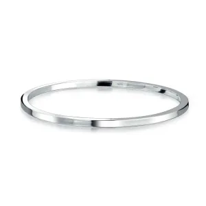 Plain Simple 2MM Flat Edge Sterling Silver Bangle Bracelet for Layering and Stacking