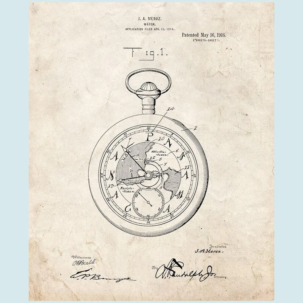 Pocket Watch Canvas Patent Print