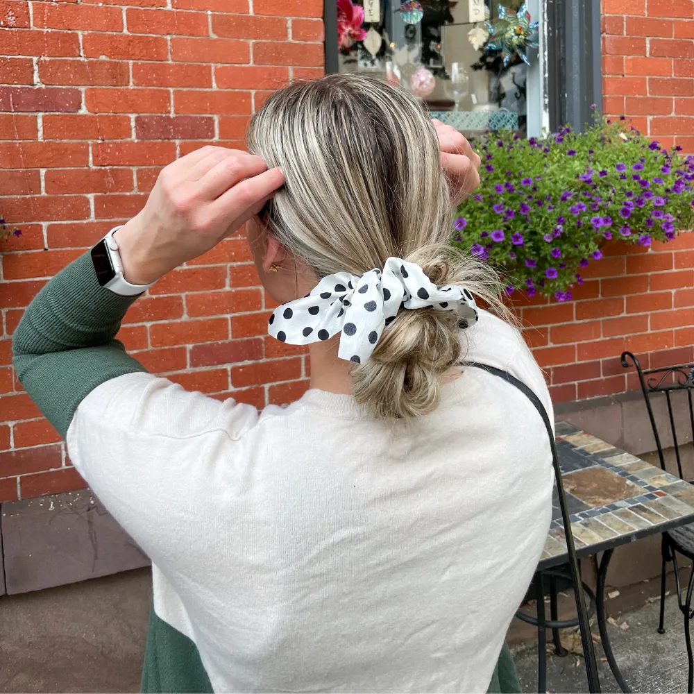 Polka Tie Scrunchie Set