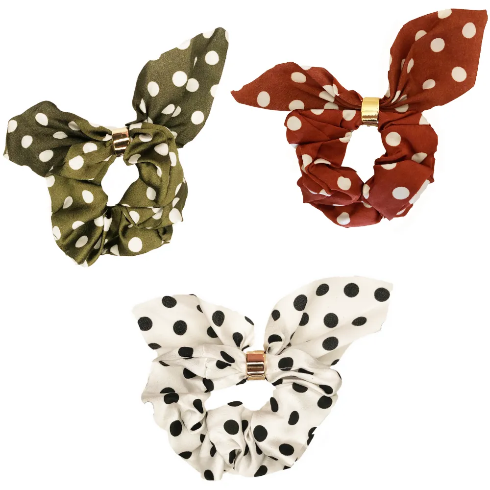 Polka Tie Scrunchie Set