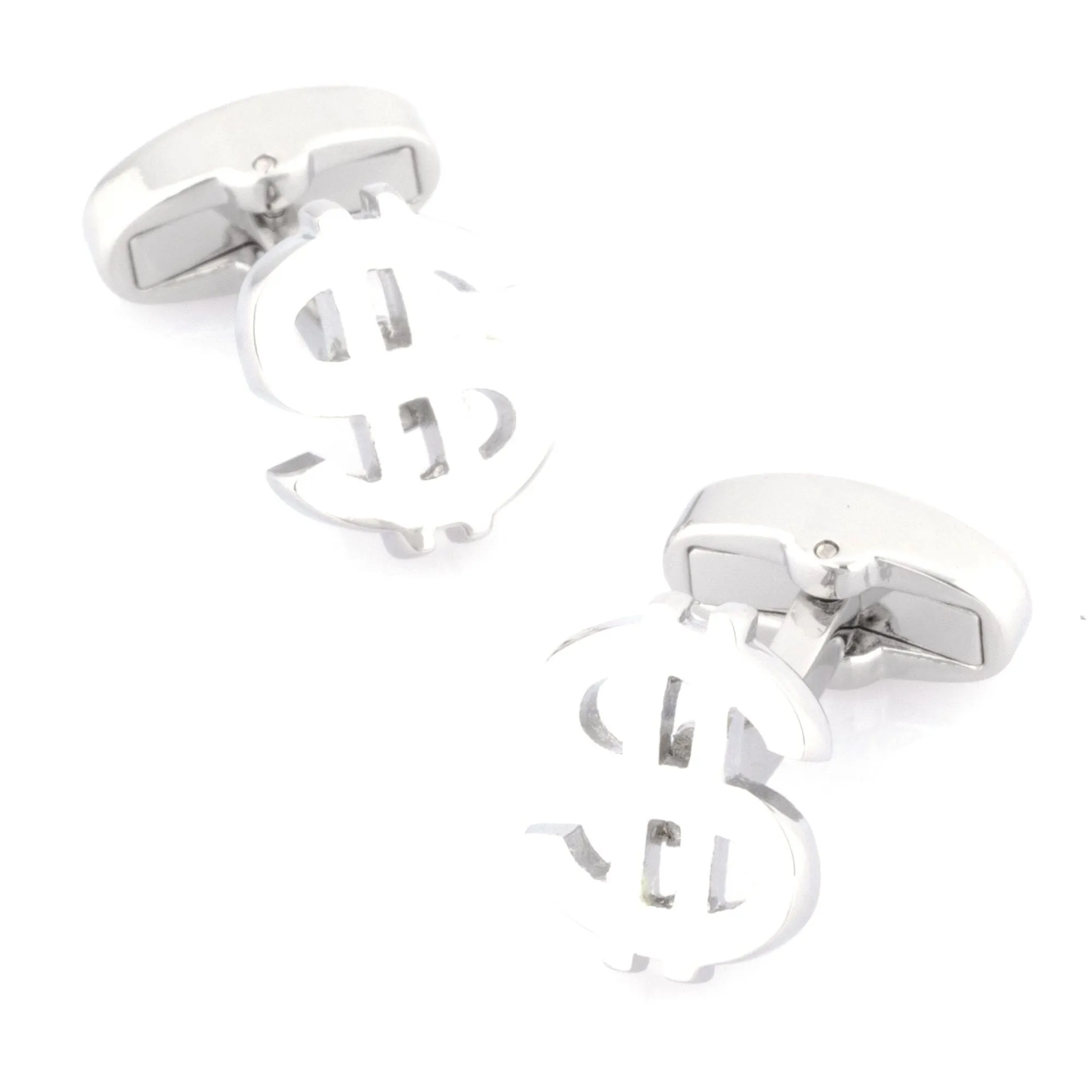 "$" Silver Dollar Sign Cufflinks