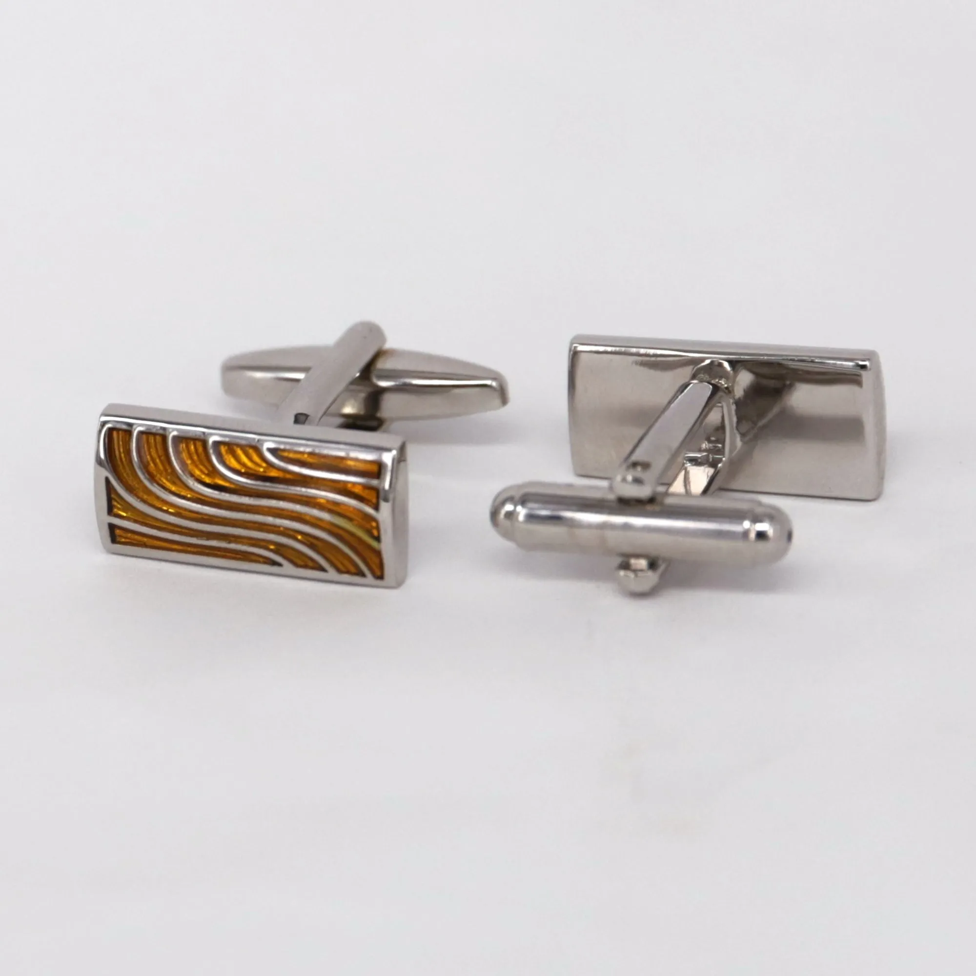 Rectangle gold enamel cufflinks (Online Exclusive)