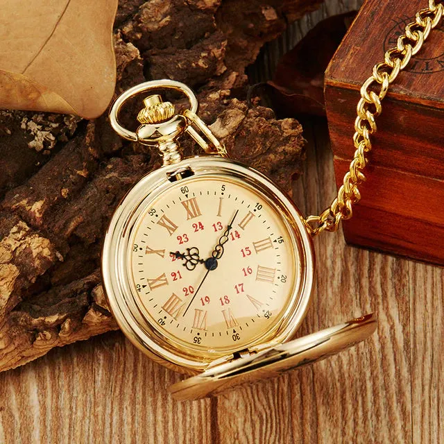 Retro I Love You Full Hunter Quartz Pocket Watch for Men Women