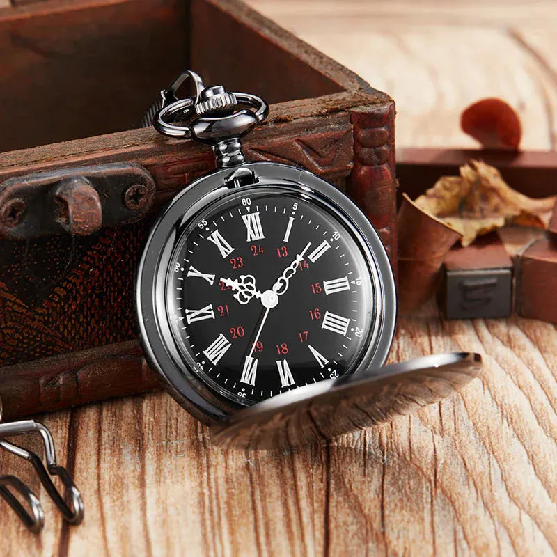 Retro I Love You Full Hunter Quartz Pocket Watch for Men Women