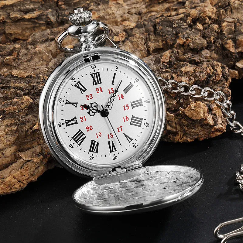 Retro I Love You Full Hunter Quartz Pocket Watch for Men Women