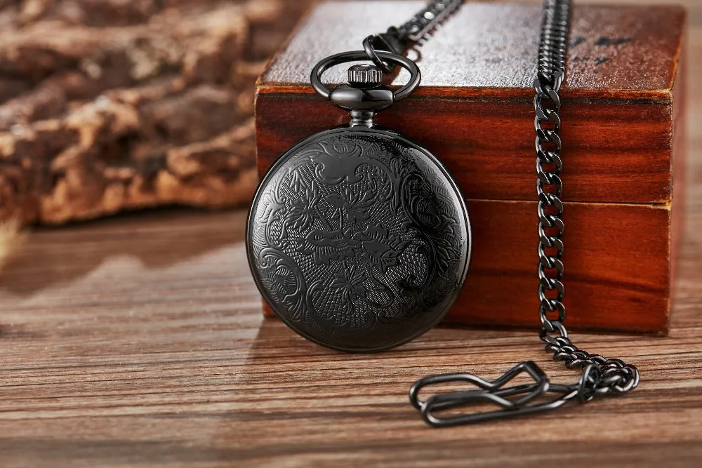 Retro Vintage Antique Unisex Copper Necklace Chain Pendant Pocket Watch