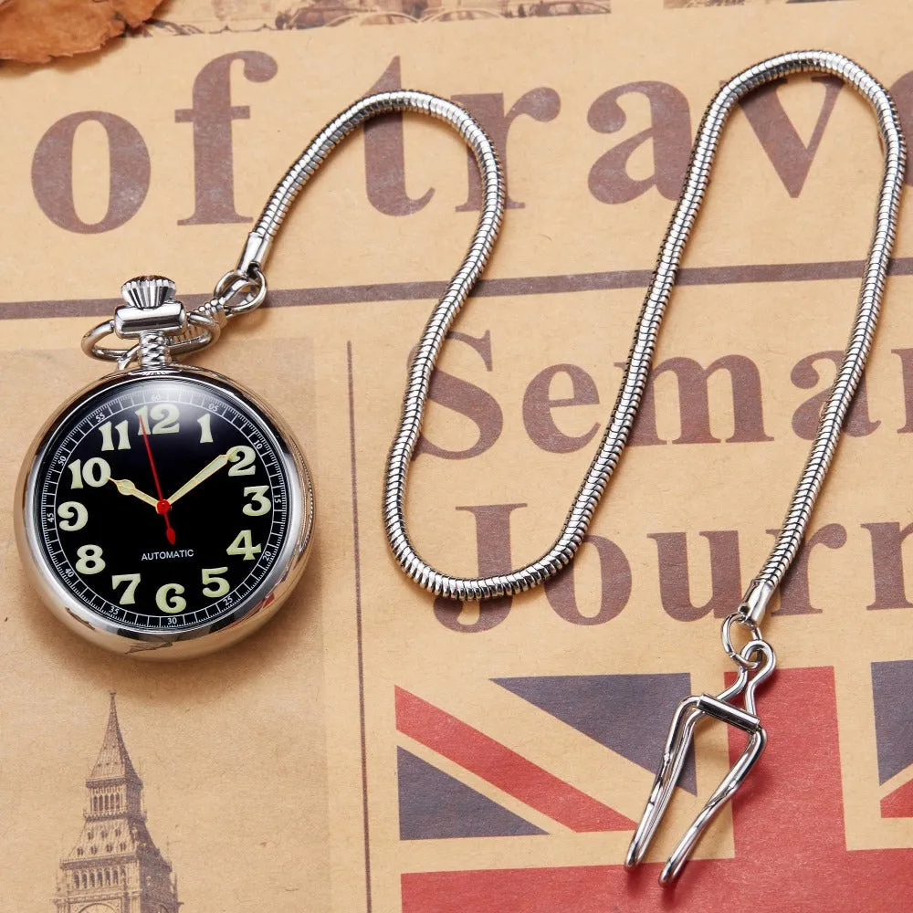 Retro Vintage Antique Unisex Copper Necklace Chain Pendant Pocket Watch