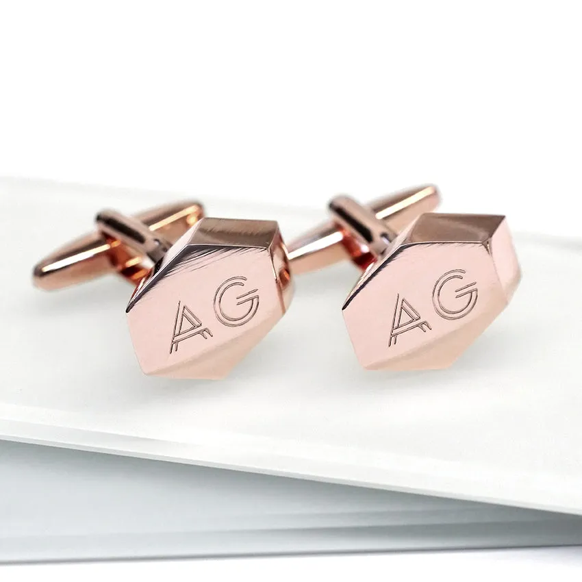 Rose Gold Geometric Cufflinks