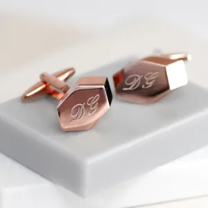 Rose Gold Geometric Cufflinks