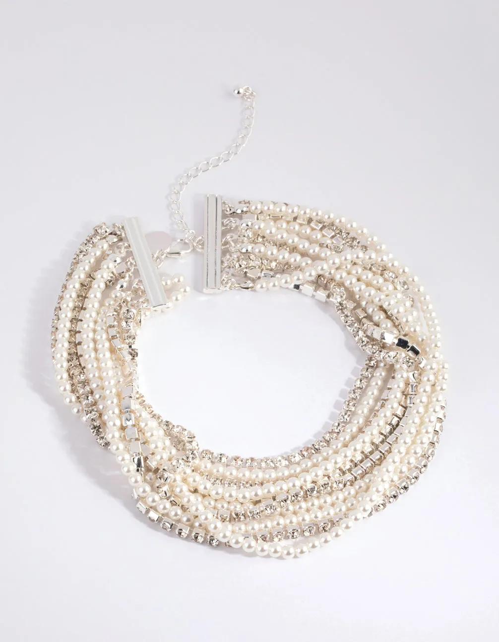 Silver Cup Chain Pearl Choker