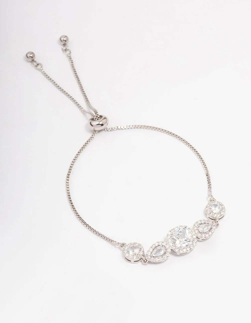 Silver Mixed Shape Cubic Zirconia Toggle Bangle