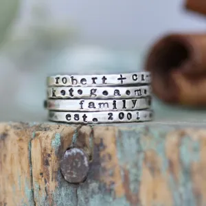 Silver Stamped Stacking Rings