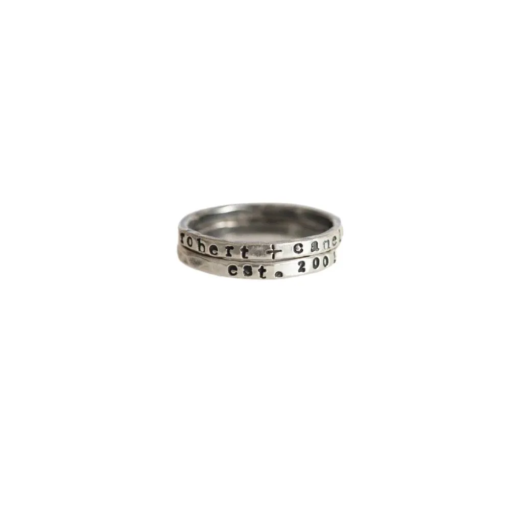 Silver Stamped Stacking Rings