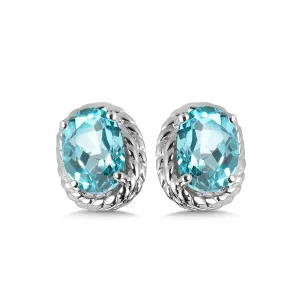 Silver Stud Aquamarine Earrings LVE708-AQ