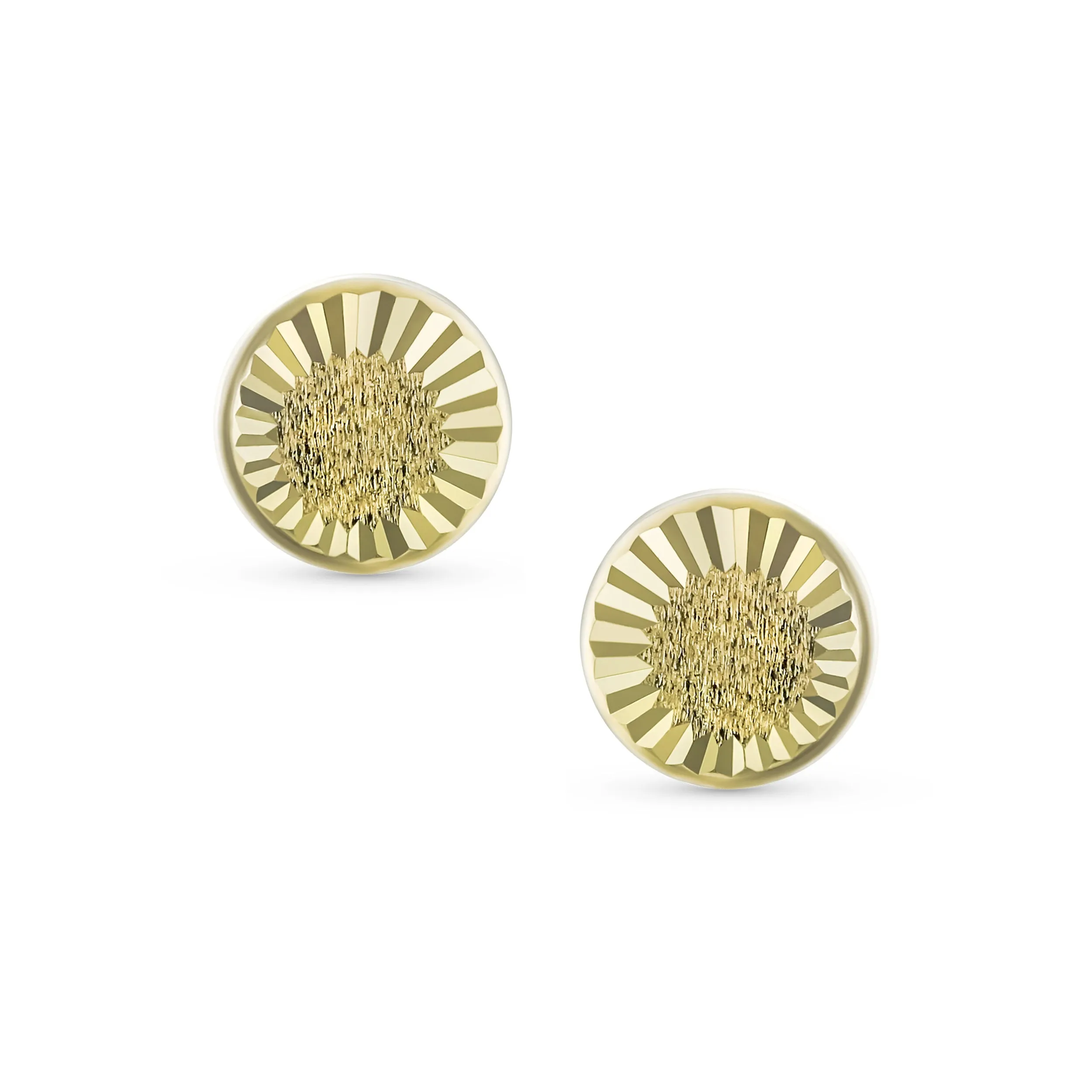 Simple Classic 10K Gold Drop Ball Earrings with Star Burst Design 5MM Studs