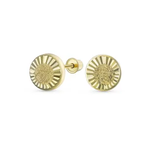 Simple Classic 10K Gold Drop Ball Earrings with Star Burst Design 5MM Studs