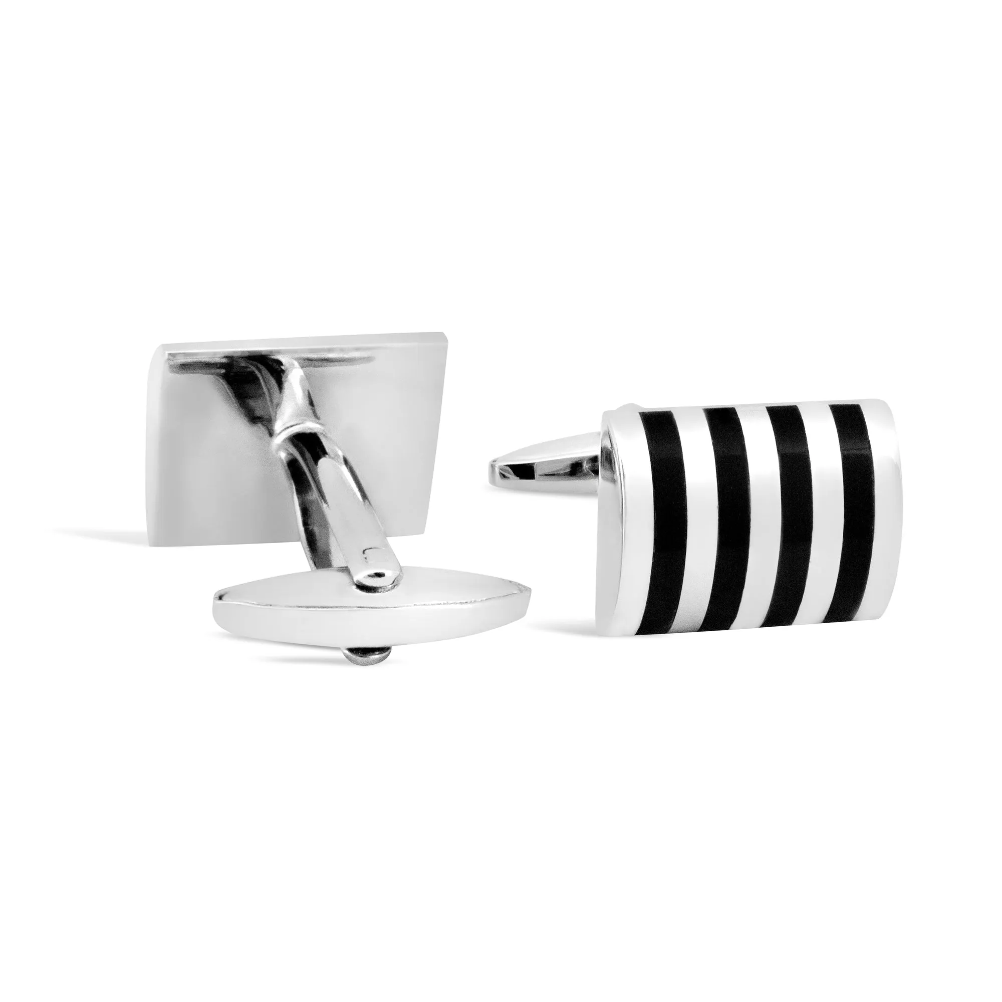 Simple Rectangle Cufflinks with Black Stripes