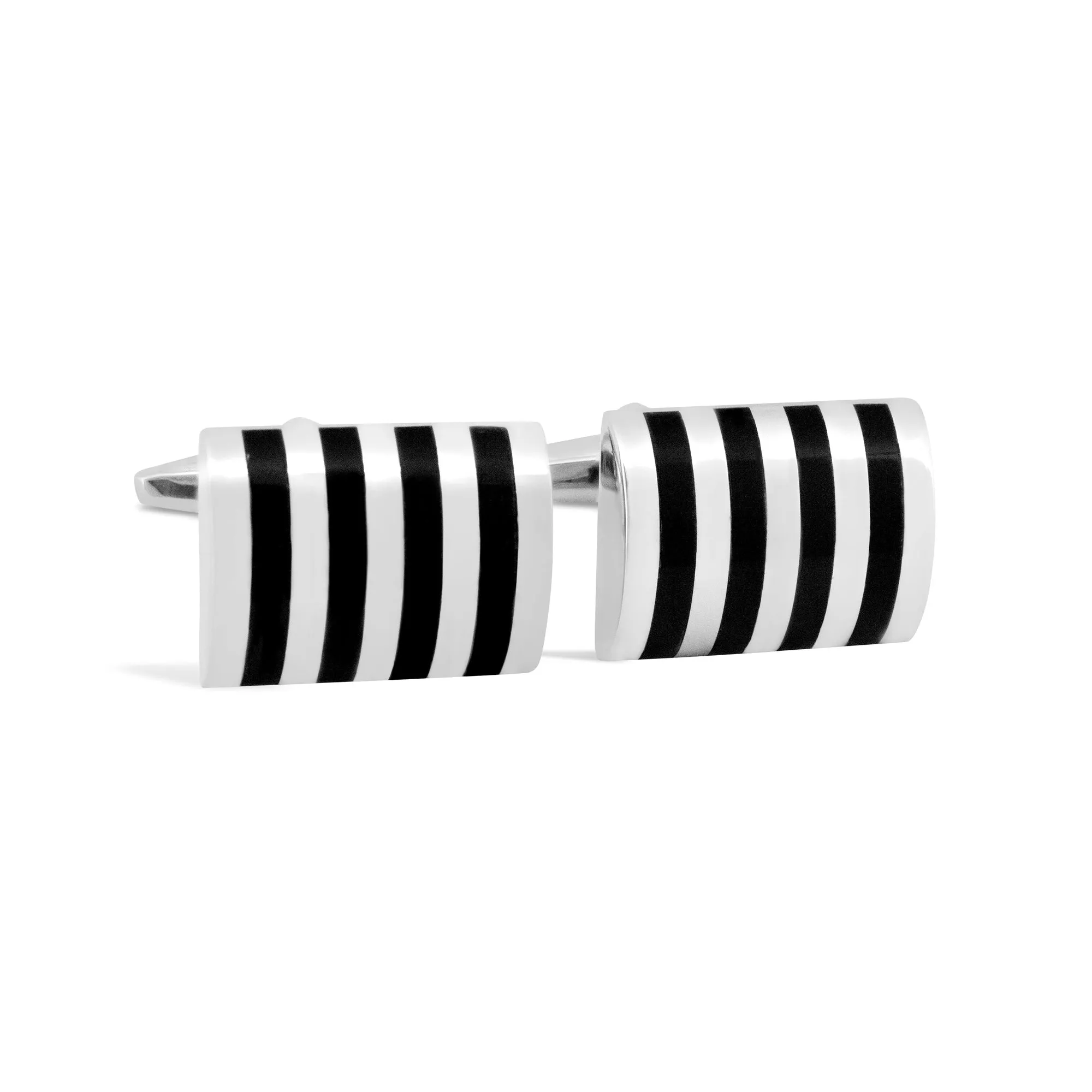 Simple Rectangle Cufflinks with Black Stripes