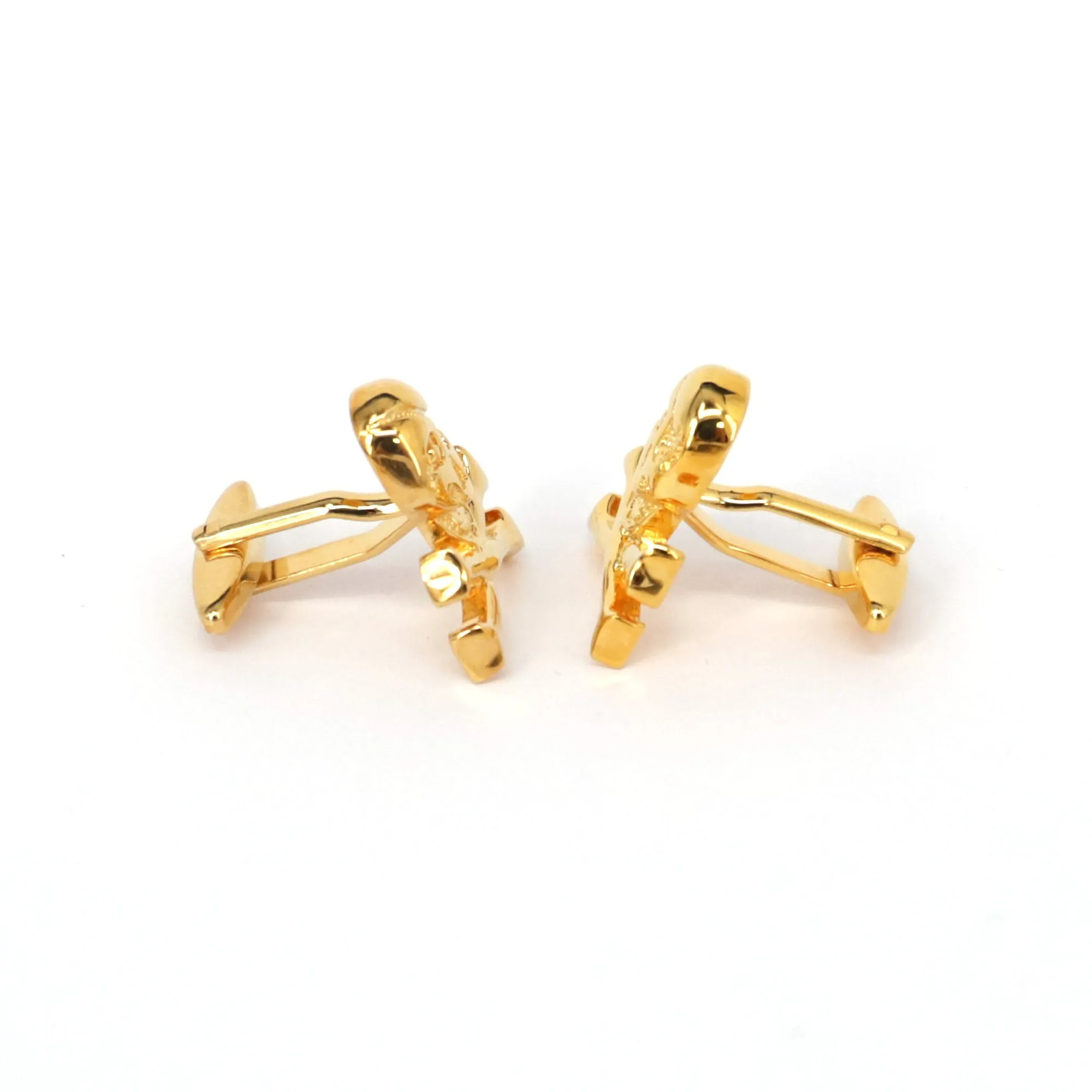 Skull and Crossbones Skeleton Cufflinks in Gold