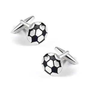 Soccer Ball Round Cufflinks BLACK/SILVER