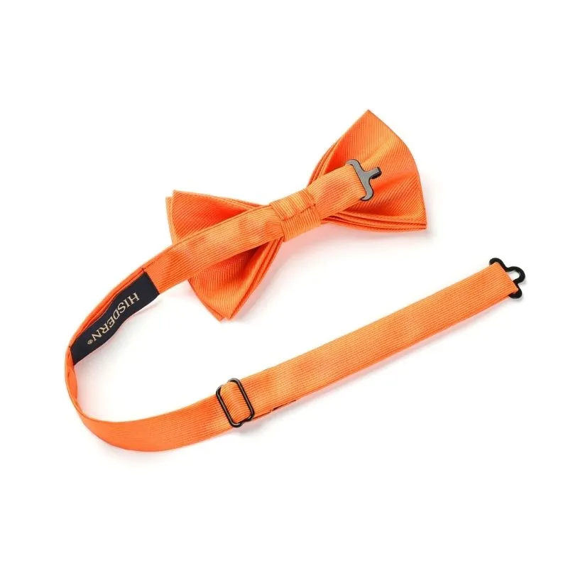 Solid Pre-Tied Bow Tie & Pocket Square - N-BRIGHT ORANGE