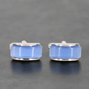 Spherical wedge in light blue fiber optic Cufflinks