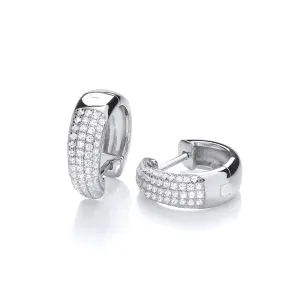 Sterling Silver CZ Huggy Hoop Earrings