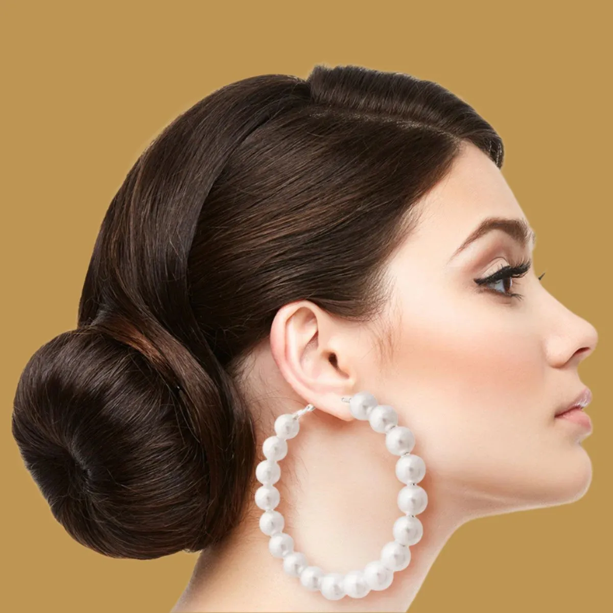 Stylish White Pearl Hoop Earrings