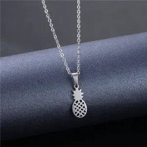 Trendy Silver Pineapple Pendant Necklace