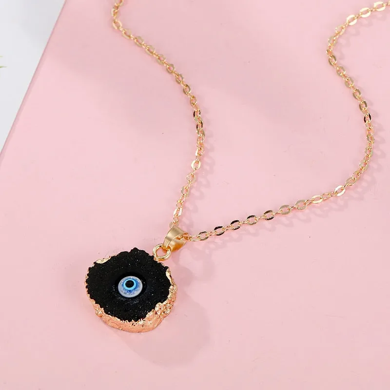 Turkish Evil Eye Pendant Choker Necklace Lucky Blue Evil Eyes Clavicle Chain Necklace